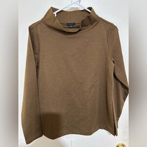 NWOT Ann Taylor Brown Green Funnel Neck Sweater
